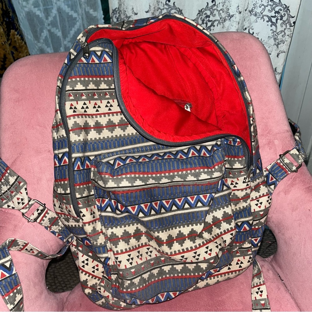 ❤️🤍💙 soft denim Backpack - Picture 3 of 10